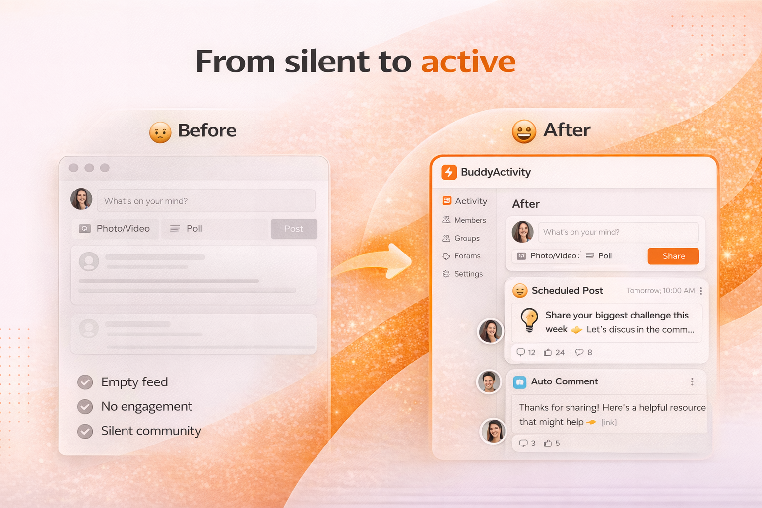 BuddyActivity Jobs Queue dashboard showing scheduled activity ready for execution