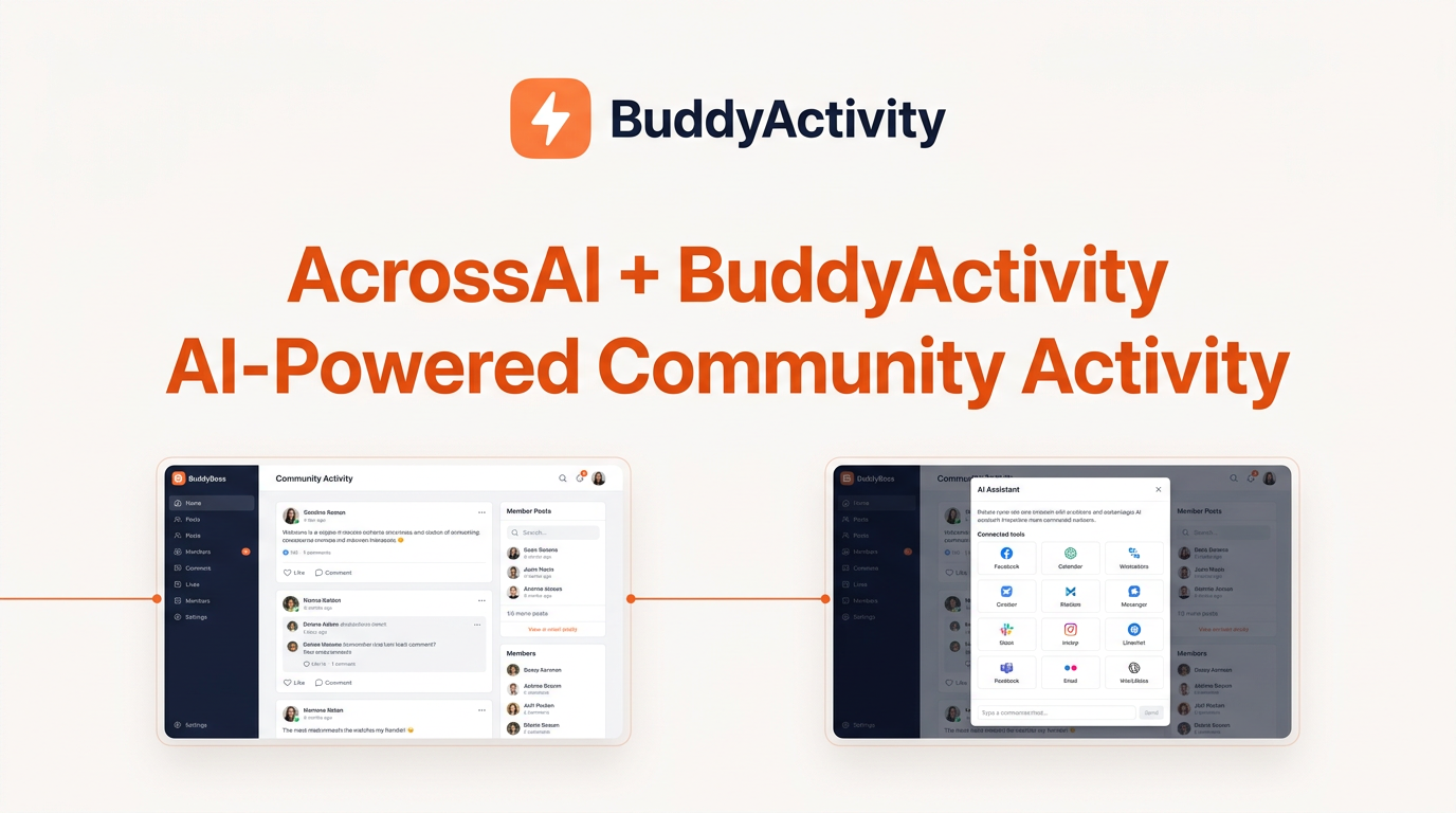 BuddyActivity and AcrossAI connecting an AI assistant to a BuddyBoss community activity feed